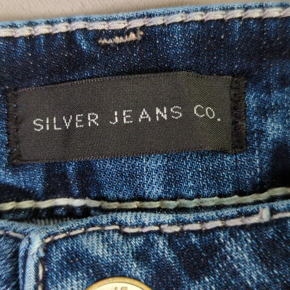Silver Jeans Womens 30 Blue Elyse Capri Stretch Distressed - Picture 2 of 10